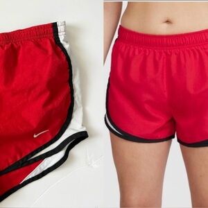 Nike Red & White Colorblock Tempo Running Shorts - Small